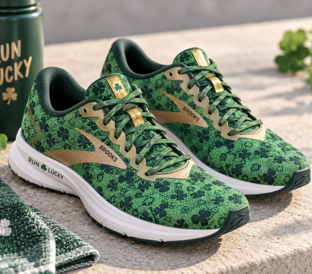 Brooks Launch 6 “Run Lucky” Green / Gold Shamrock Shoes, Women’s Size 8.5